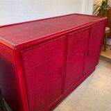 70s cane and lacquered rattan sideboard