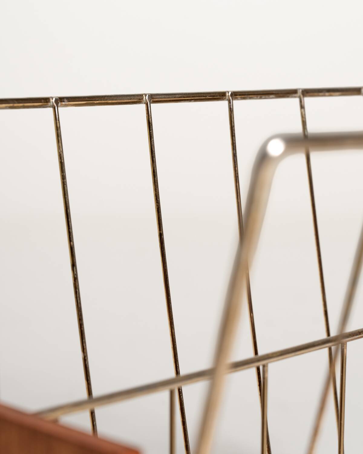 Scandinavian teak and metal magazine rack, 1960s