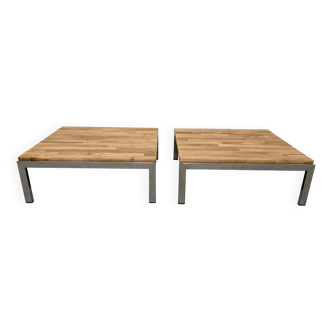 Pair of coffee tables, end tables, 70s-80s