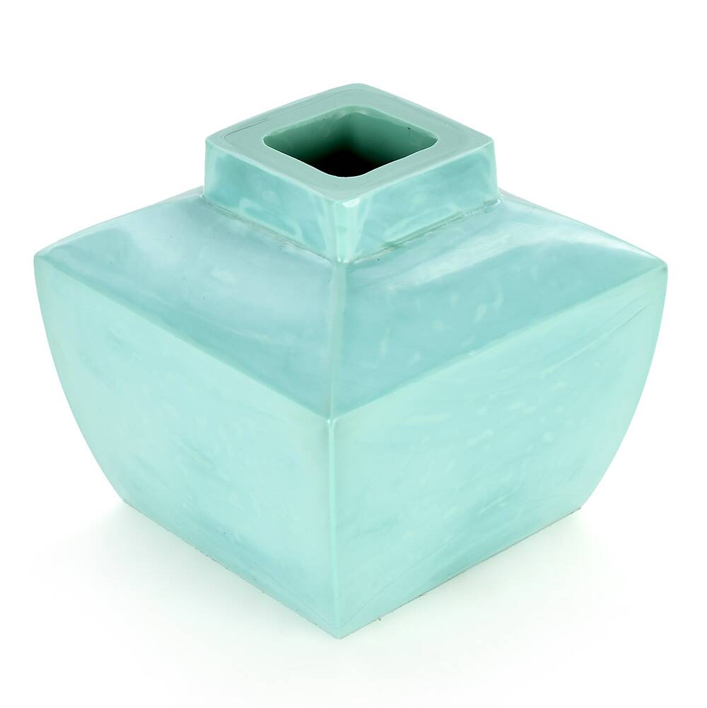 Square Turquoise Ceramic Vase