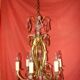 lustre à pampilles type cage à 6 bras de lumière époque début 20 ème
