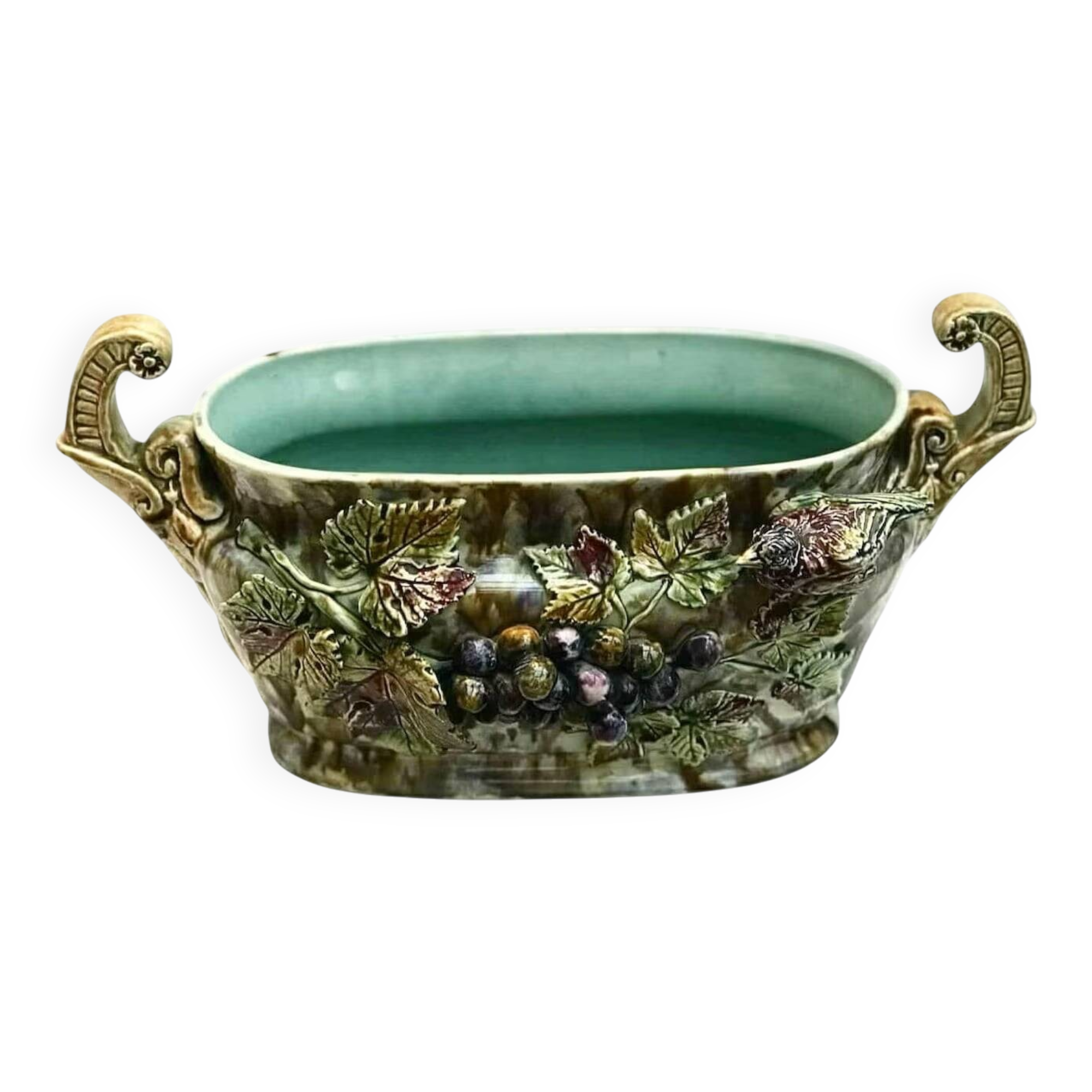 Antique Onnaing Barbotine Jardinière