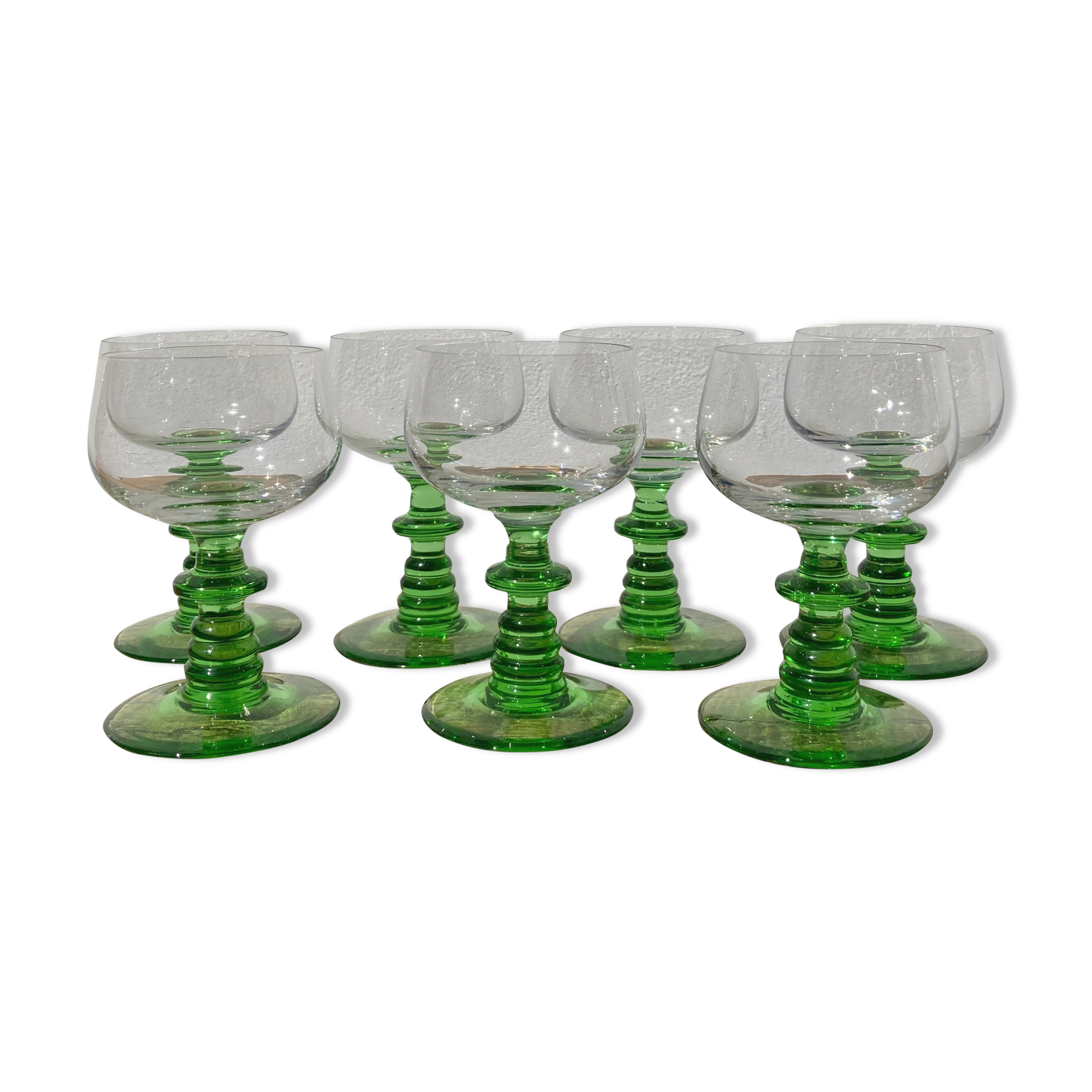 7 Alsatian crystal wine glasses