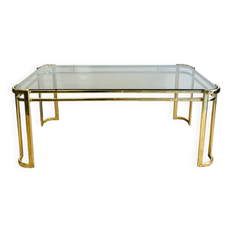 Table basse en métal doré et verre fumé – années 1970-624001