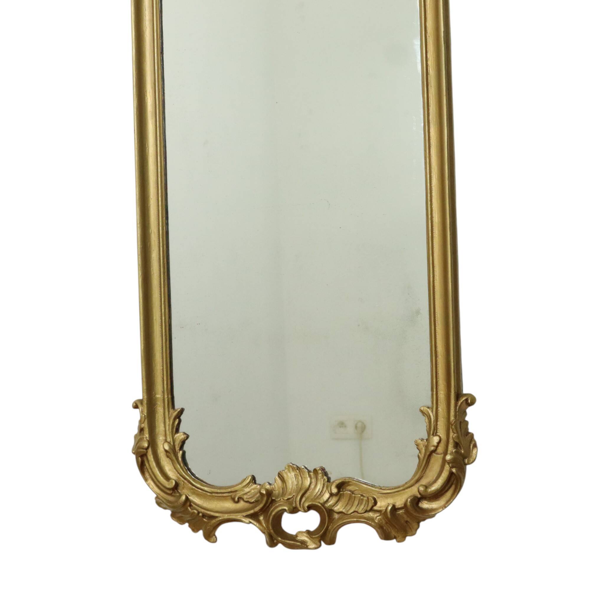 Miroir ancien français doré de style baroque du XIXe siècle 148 cm