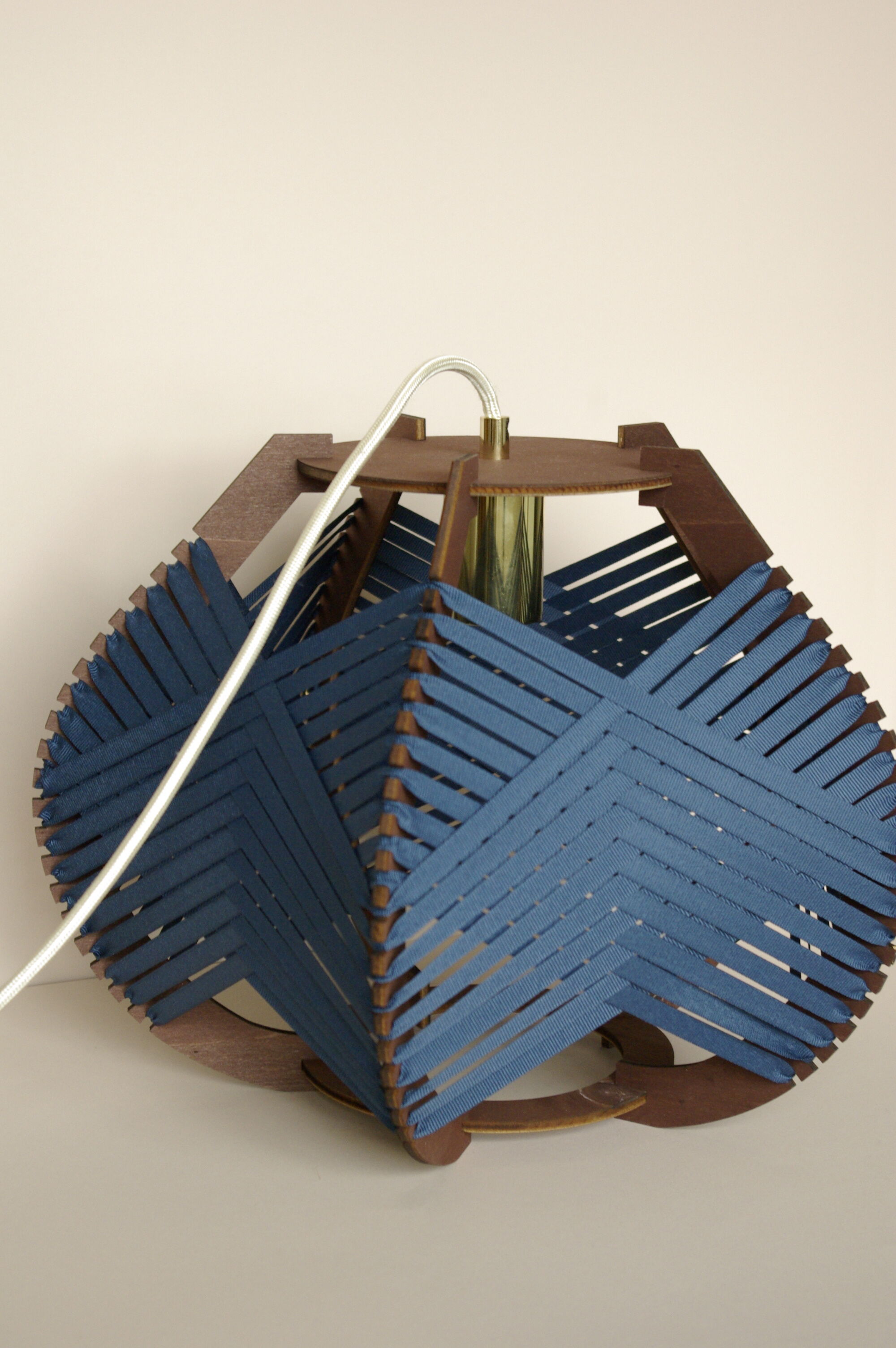 Dark blue woven lamp to install