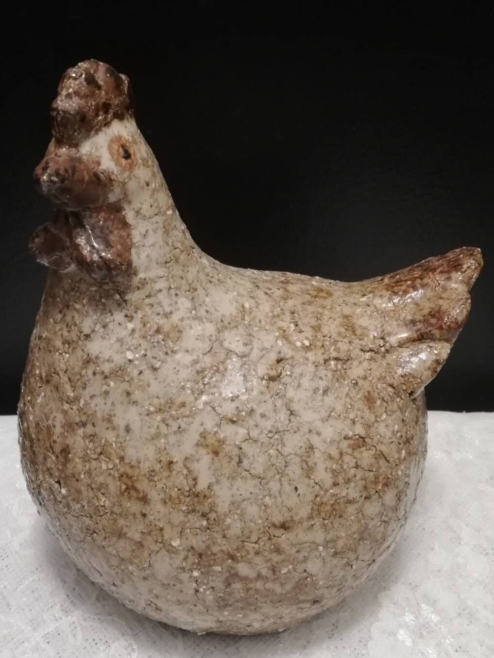Cracked stoneware hen