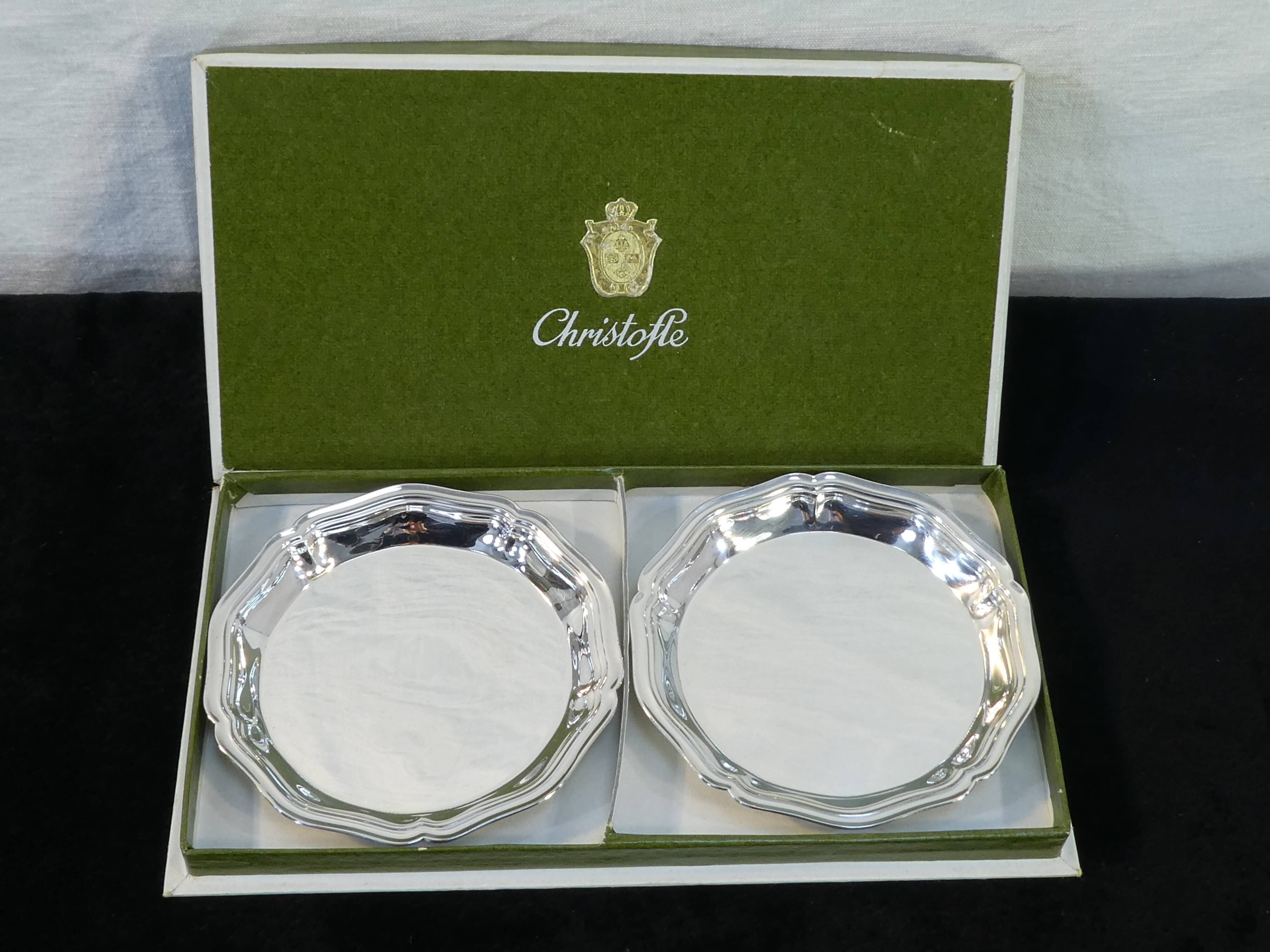 Pair of coasters / cup christofle model spatours in box nº2