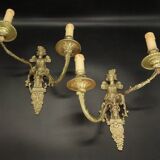 Pair of 19th century Regency style wall lights with winged nymphs -