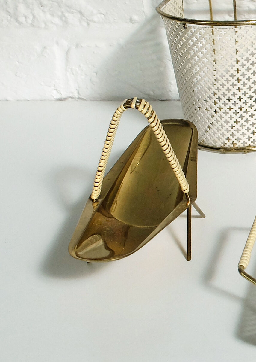 Pocket vacuum white and gold perforated sheet metal & brass 1950s-60s