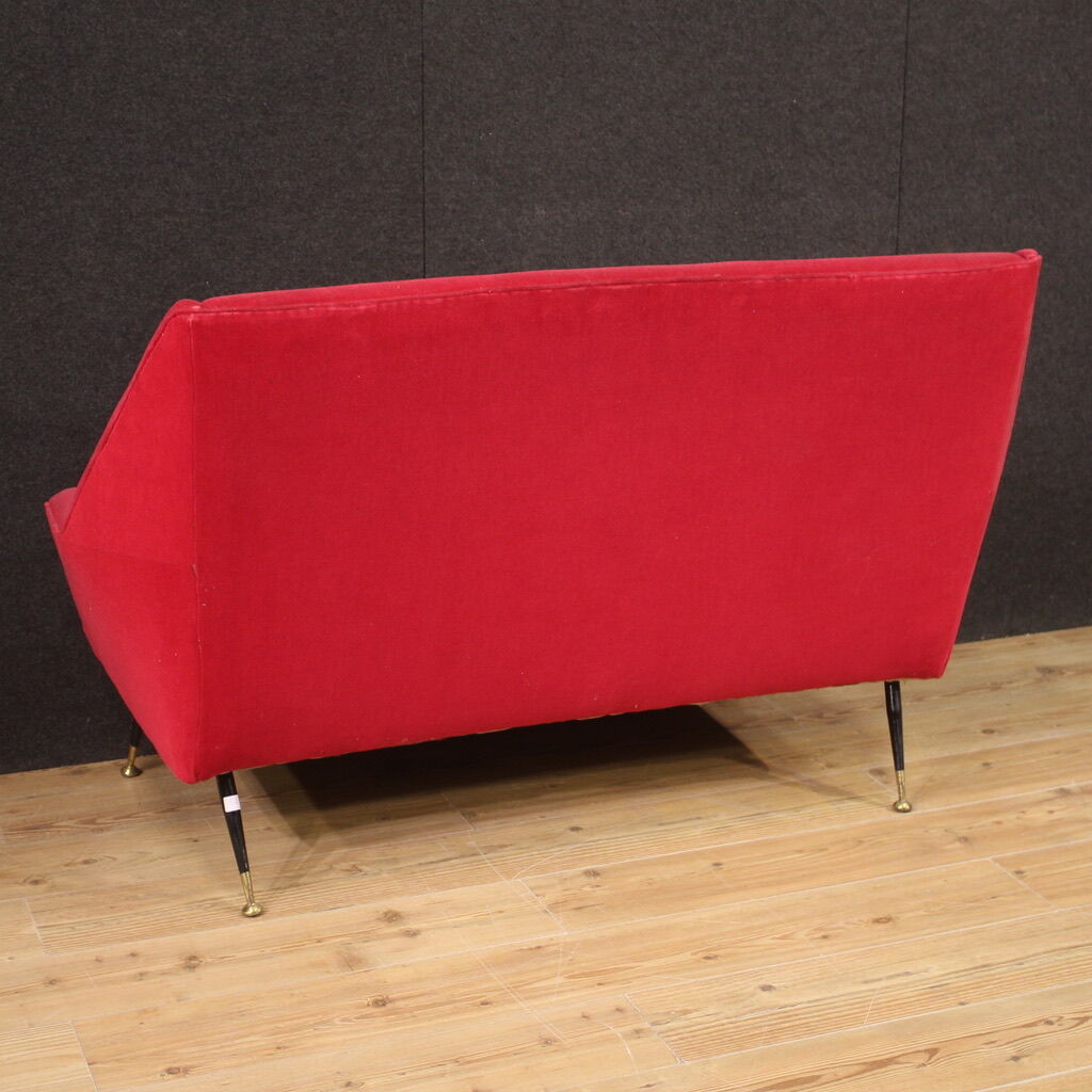 Italian sofa in red velvet from the 60s