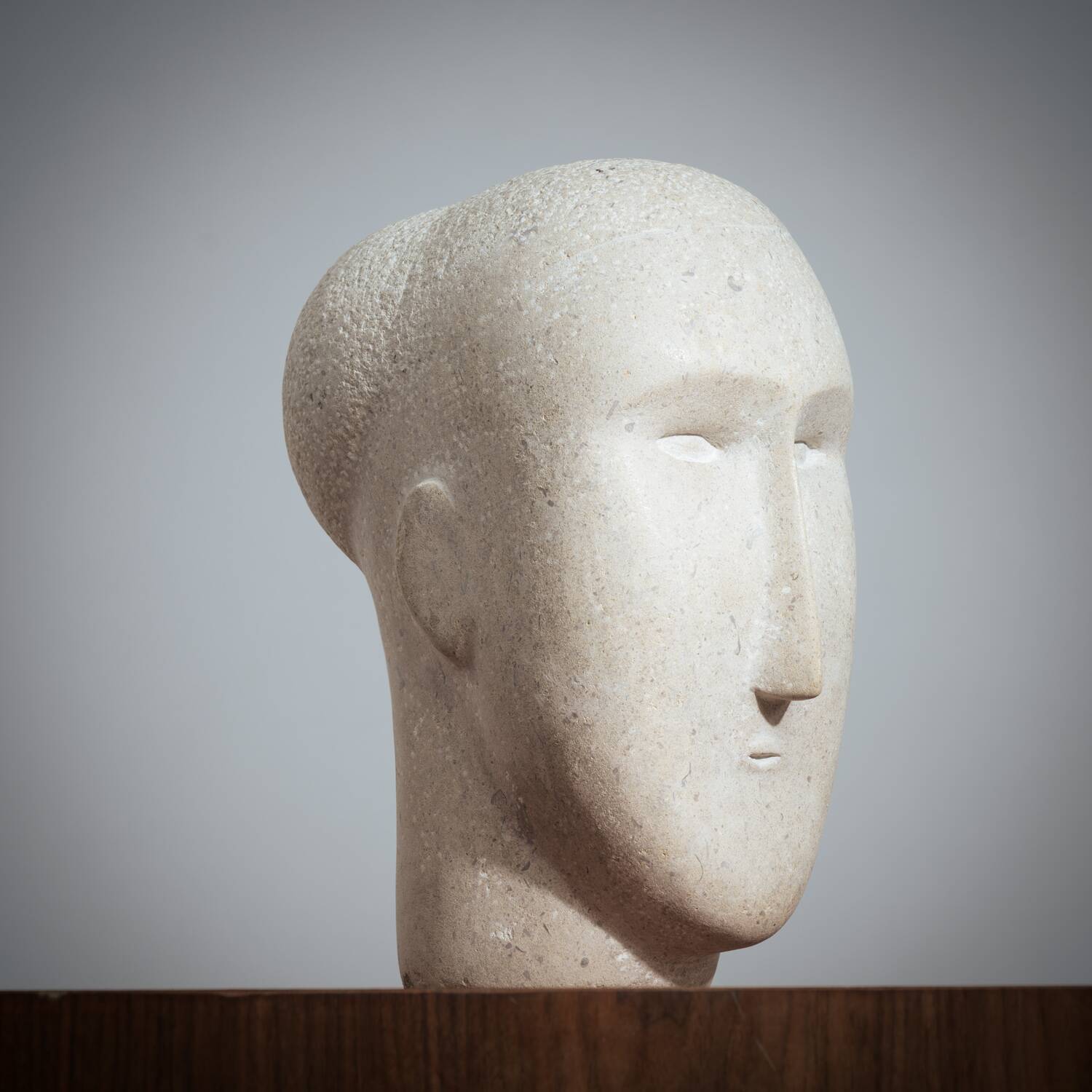 Modernist figurative sculpture bust in sandstone