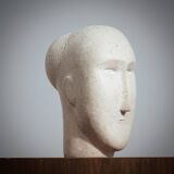 Modernist figurative sculpture bust in sandstone