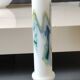 Tubular vase in white opaline, polychrome smoke volutes. Snowflake/Dalian Co. Ltd. High 29 cm