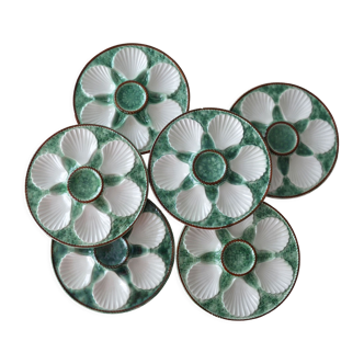 Set de 6 assiettes coquillages en barbotine "longchamp"