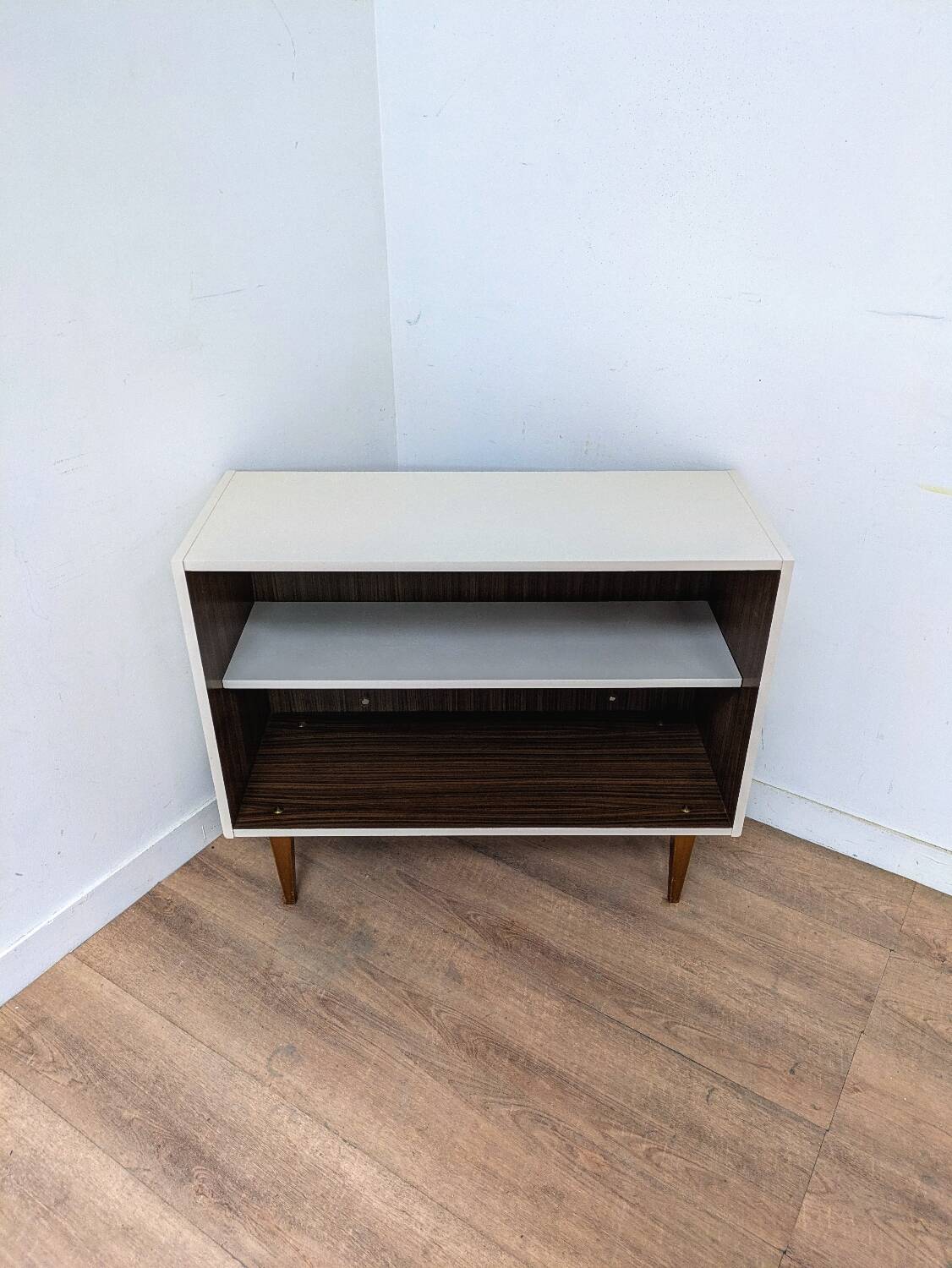 Vintage wood and white storage unit