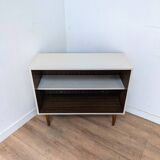 Vintage wood and white storage unit