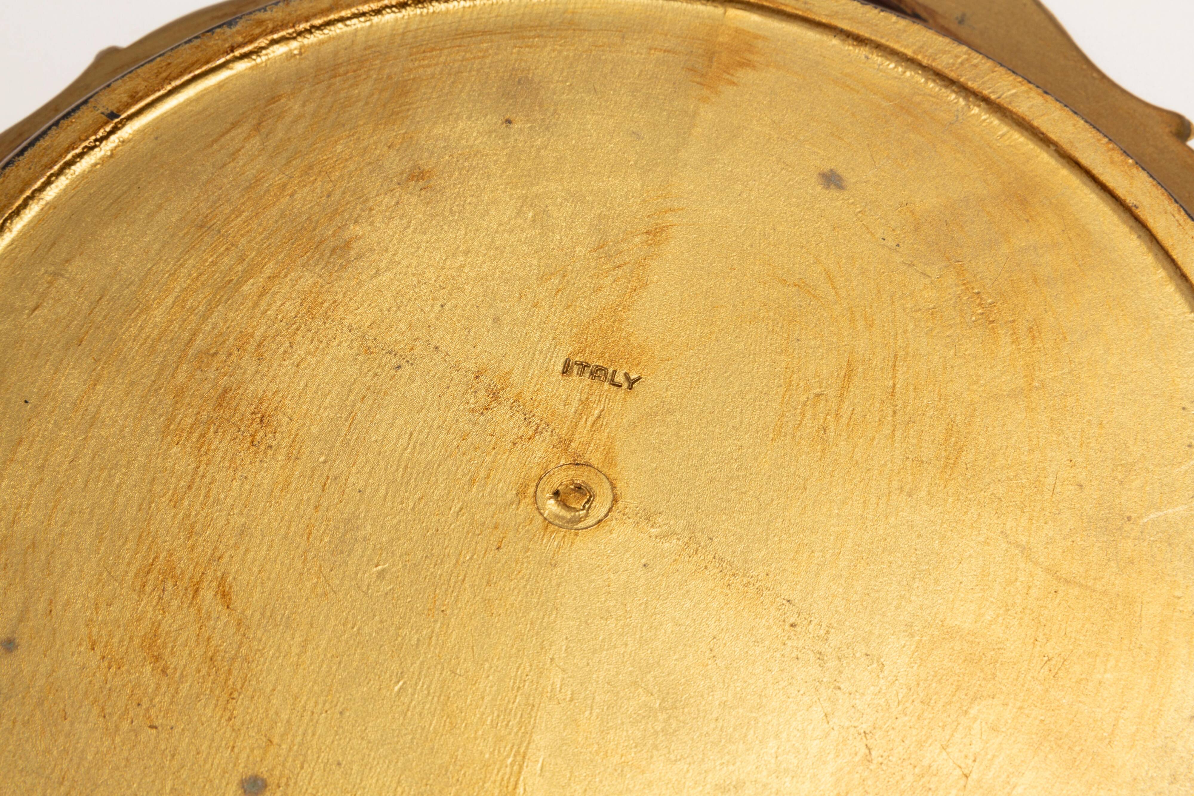 Vintage orange wooden decorative plate, Italy, 1960s