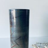 Signed ceramic tubular vase
