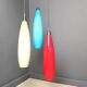 Vintage 3 glass pendant lights by Vistosi, 1970s
