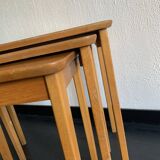 Vintage 1960s nesting tables, light wood coffee table - 52 x 55 x 3