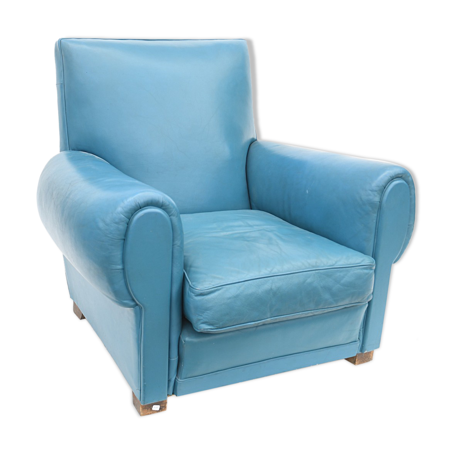 Club armchair in blue leather