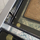 Vintage dining set – smoked glass & chrome – 5 chairs – year