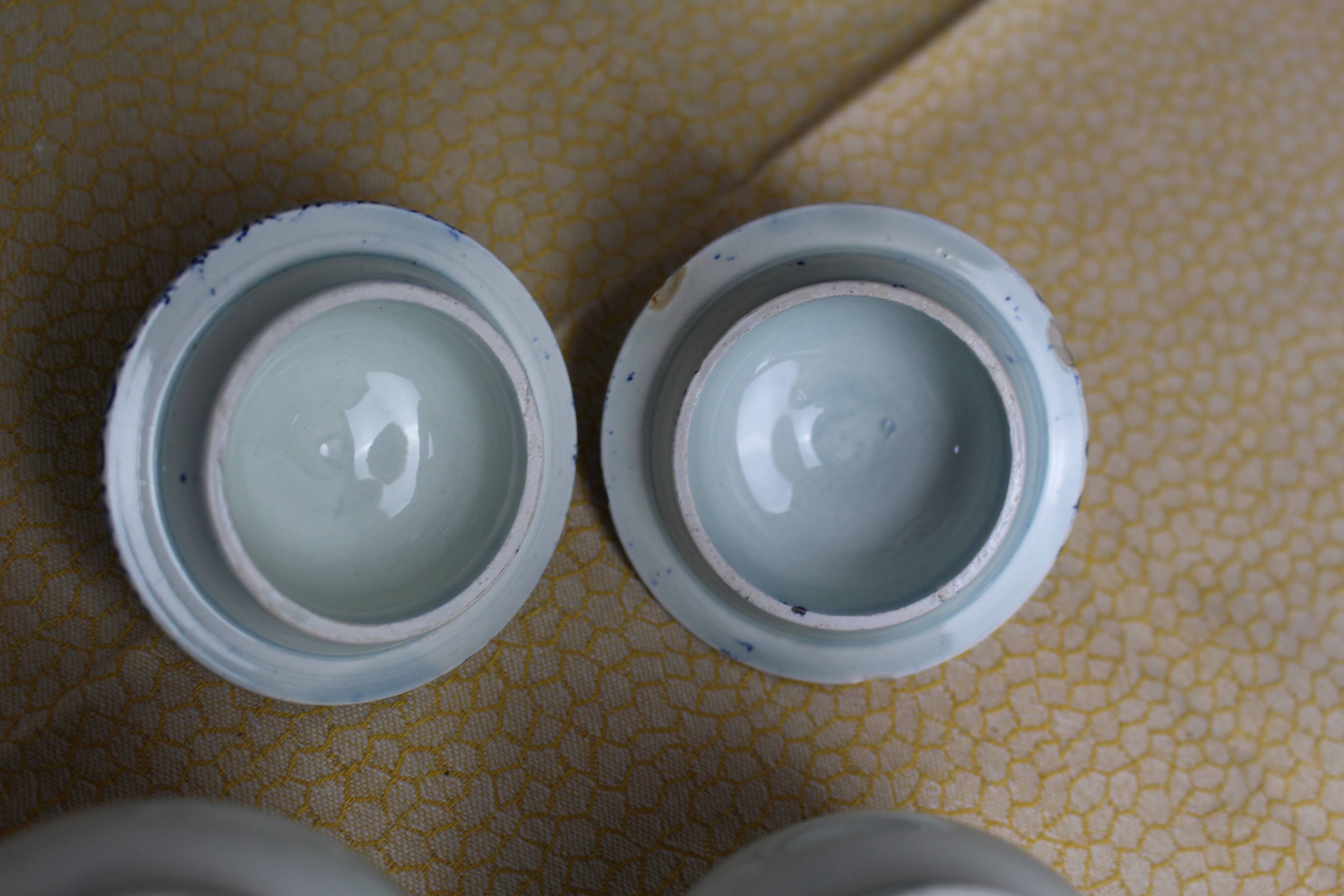 2 monogrammed "Gien" condiment jars