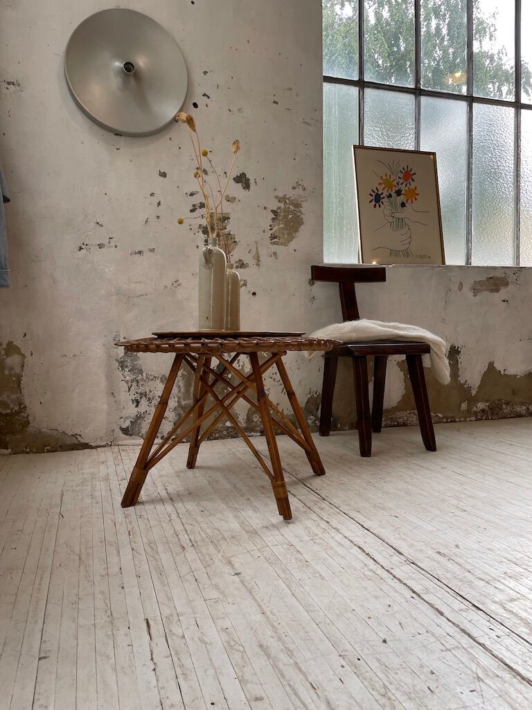 Rattan “sun” coffee table