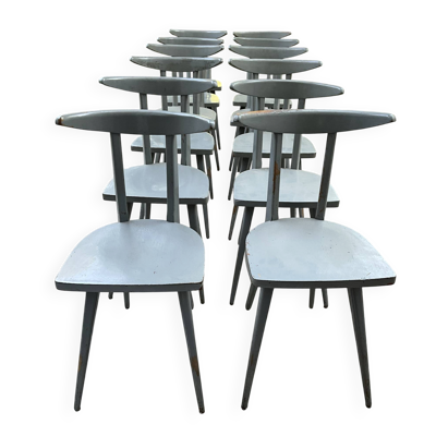 Suite de 12 chaises Stella “Antilope” – France, années 1950
