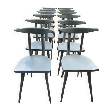 Set of 12 Stella "Antelope" chairs – France, 1950s