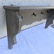 Vintage Wall Shelf Coat Rack Solid Oak Shabby Chic Finish