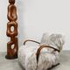 Jindrich Halabala vintage Tibetan sheepskin armchair H-269