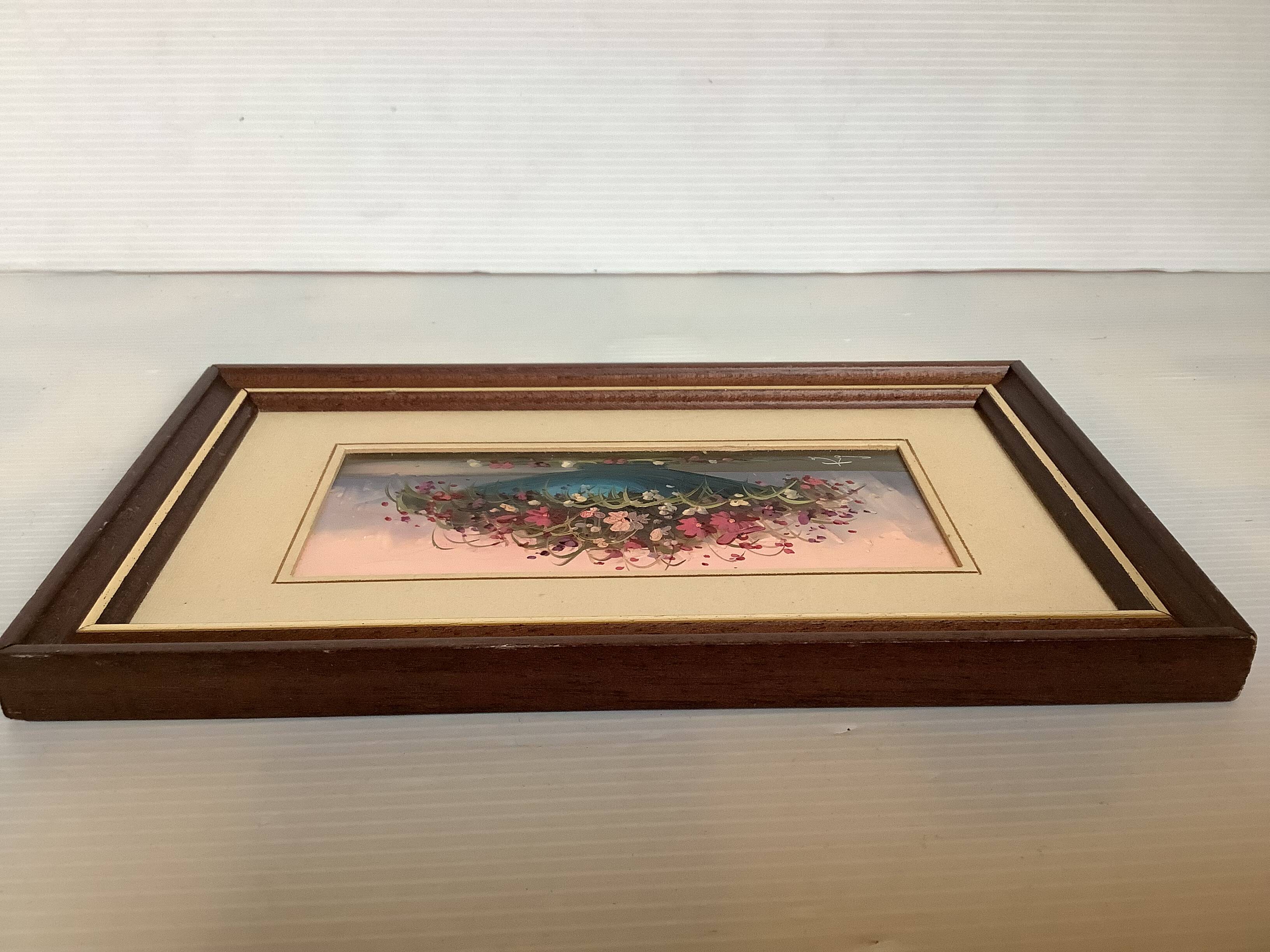 Small frame of flowers oil on hardboard