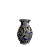 Glazed stoneware vase with peacock decoration – Handmade – Fodor Schütte