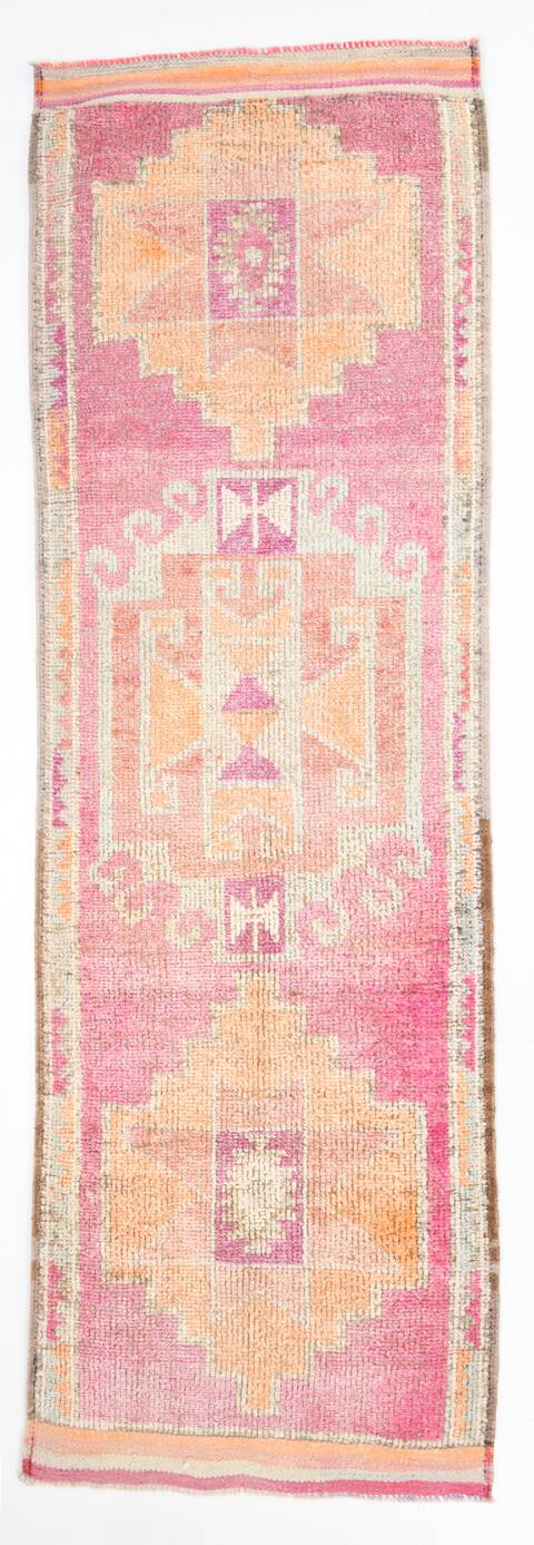 Tapis coureur vintage turc pastel rose 3x10, 97x310 cm