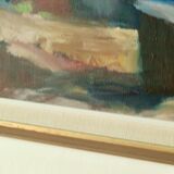 Oil on Swedish canvas "Landscape with Buildings", Valdemar Öberg