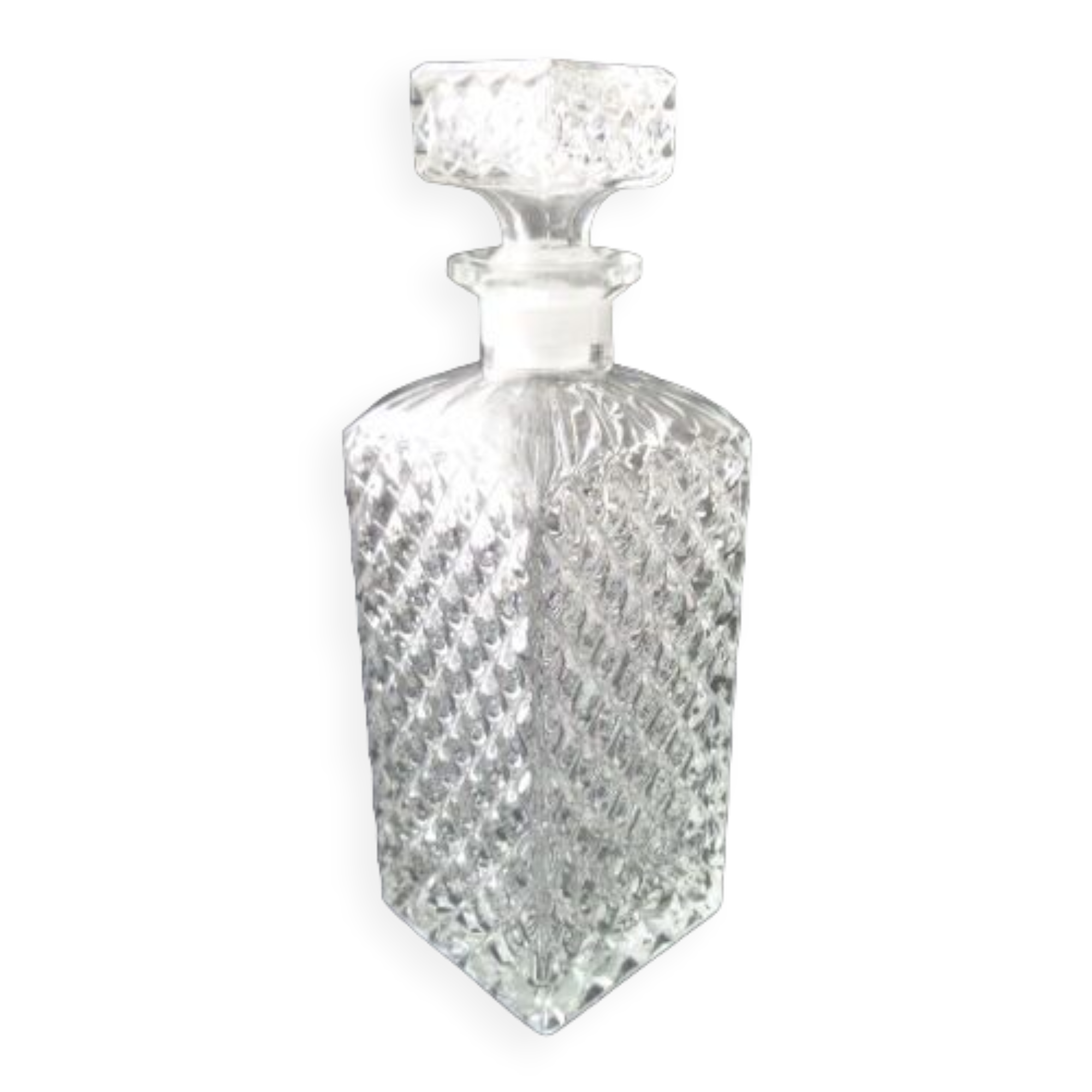 Carafe à porto ou whisky en verre taille diamant  Années 70
