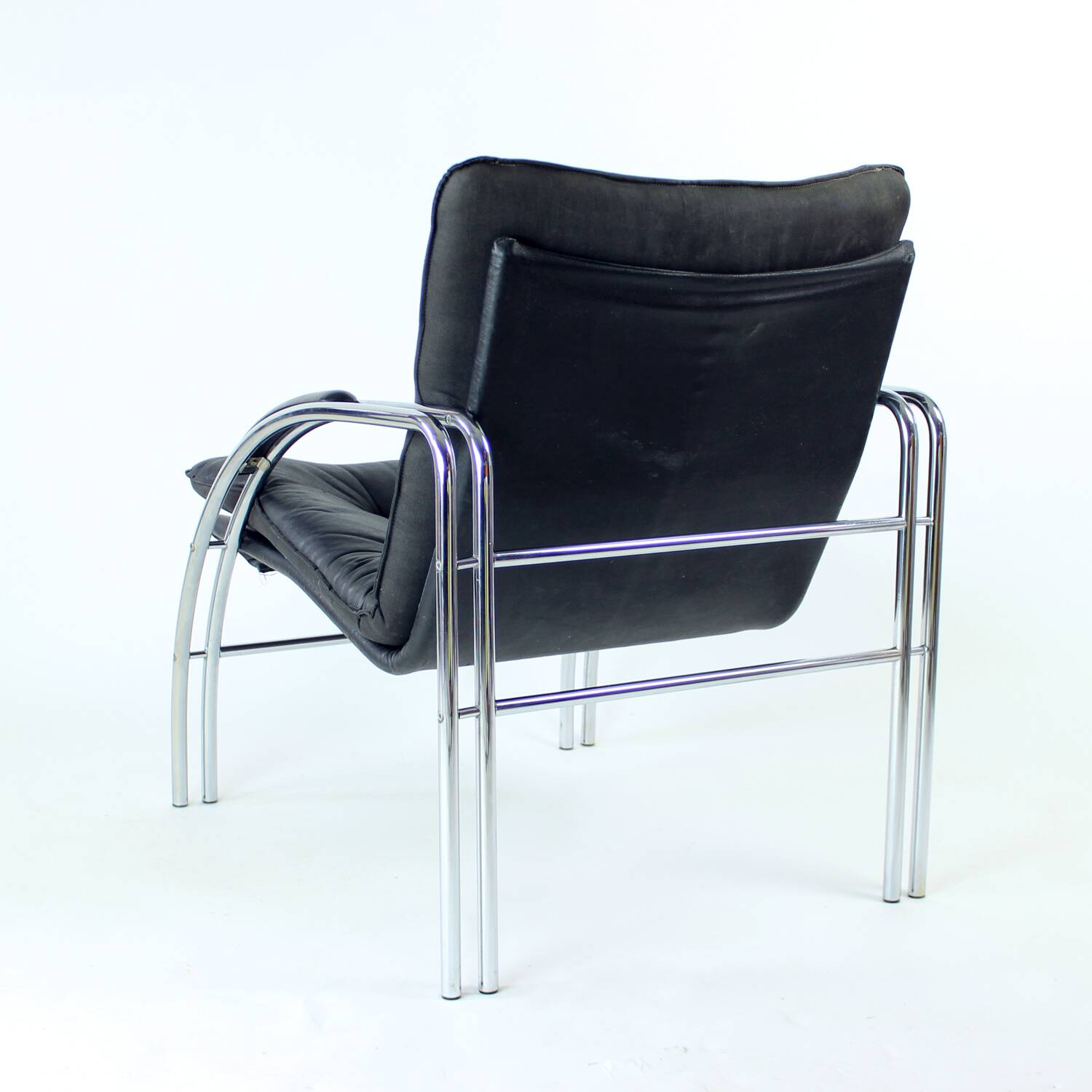 Fauteuil de salon chromé du milieu du siècle par Viliam Chlebo pour Kodreta, Tchécoslovaquie, années 1980