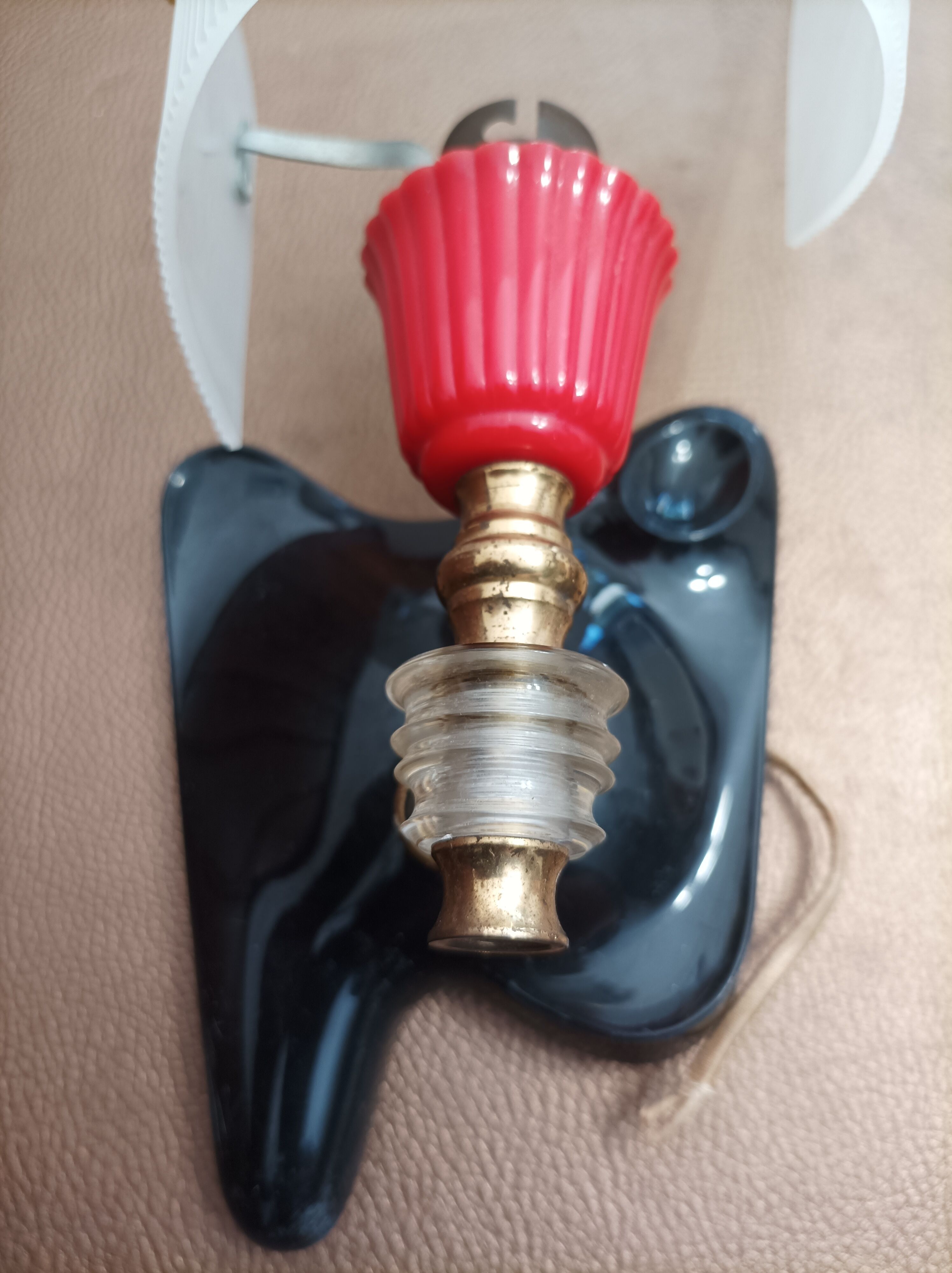 Pair of vintage wall lights Rockabilly 1950s brass, black and red Set of Two