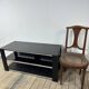 Tv hi-fi unit in black melamine and brushed aluminium, vintage 80s.