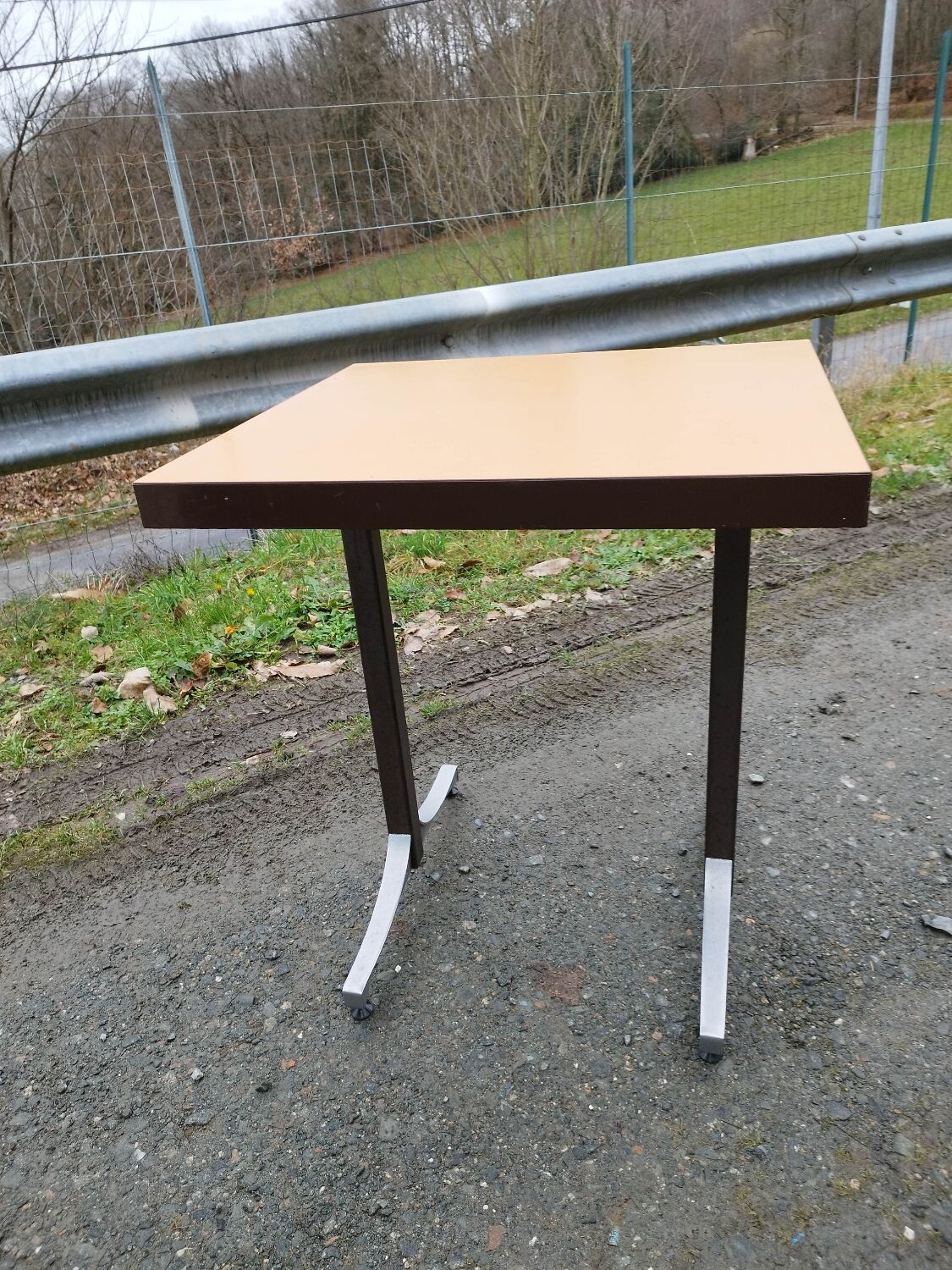 Healing bistro table formica orange iron foot