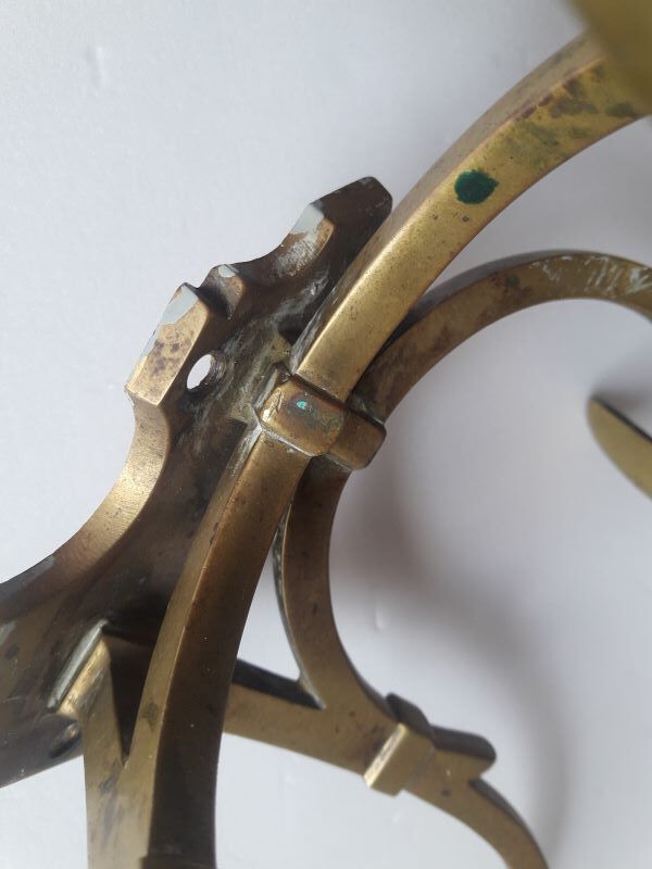 Patère double bronze porte manteau chapeau 4 crochets ancienne