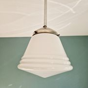 Art Deco pendant lamp in conical white opaline, 1920s-30s