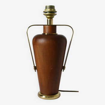 Vintage lamp base Maison le Dauphin Mahogany Brass