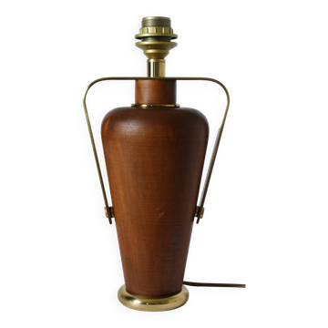 Vintage lamp base Maison le Dauphin in mahogany and brass.