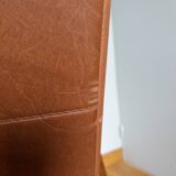 Scandinavian armchair in brown leatherette and wood