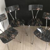 Set of 4 chairs in marbled formica