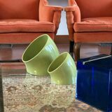 Space age set of 2 green ceramic vide poche, Sicart Italy ca. 1970