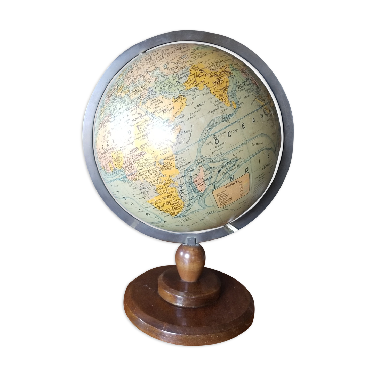Ancient Light Earth Globe by Girard, Barrère and Thomas